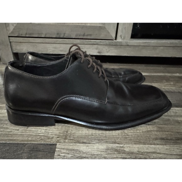 Via Spiga Mens Silvio Oxford Shoes Brown Square Toe Lace Up Leather 10.5‎ M - Picture 1 of 13